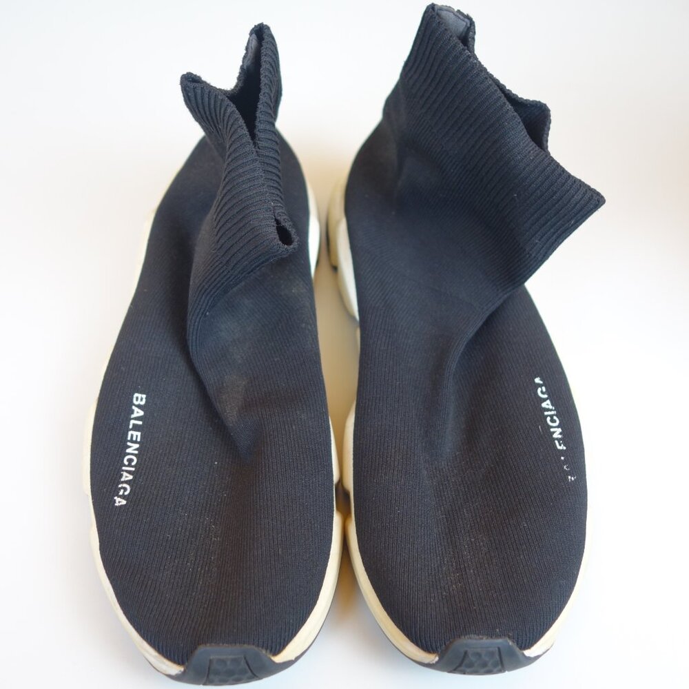 Balenciaga Speed 2.0 Knit Black Ankle Sock Trainer Sneakers, Size 11